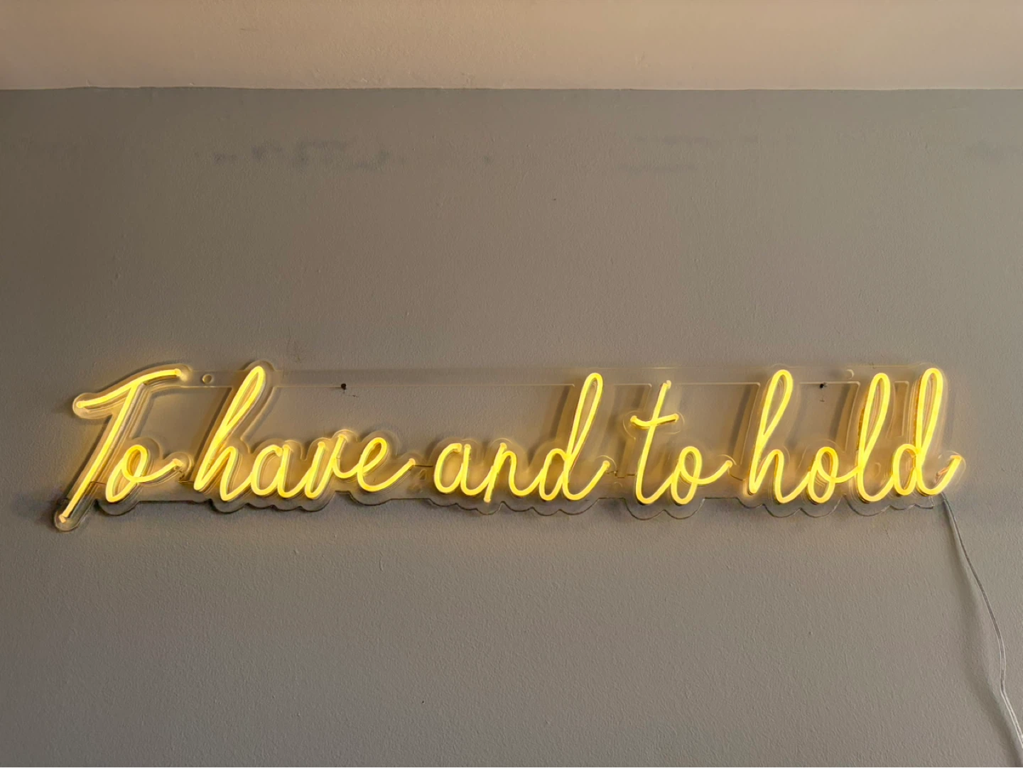 Yellow "To Have and To Hold" Neon Sign with Remote - photo 3