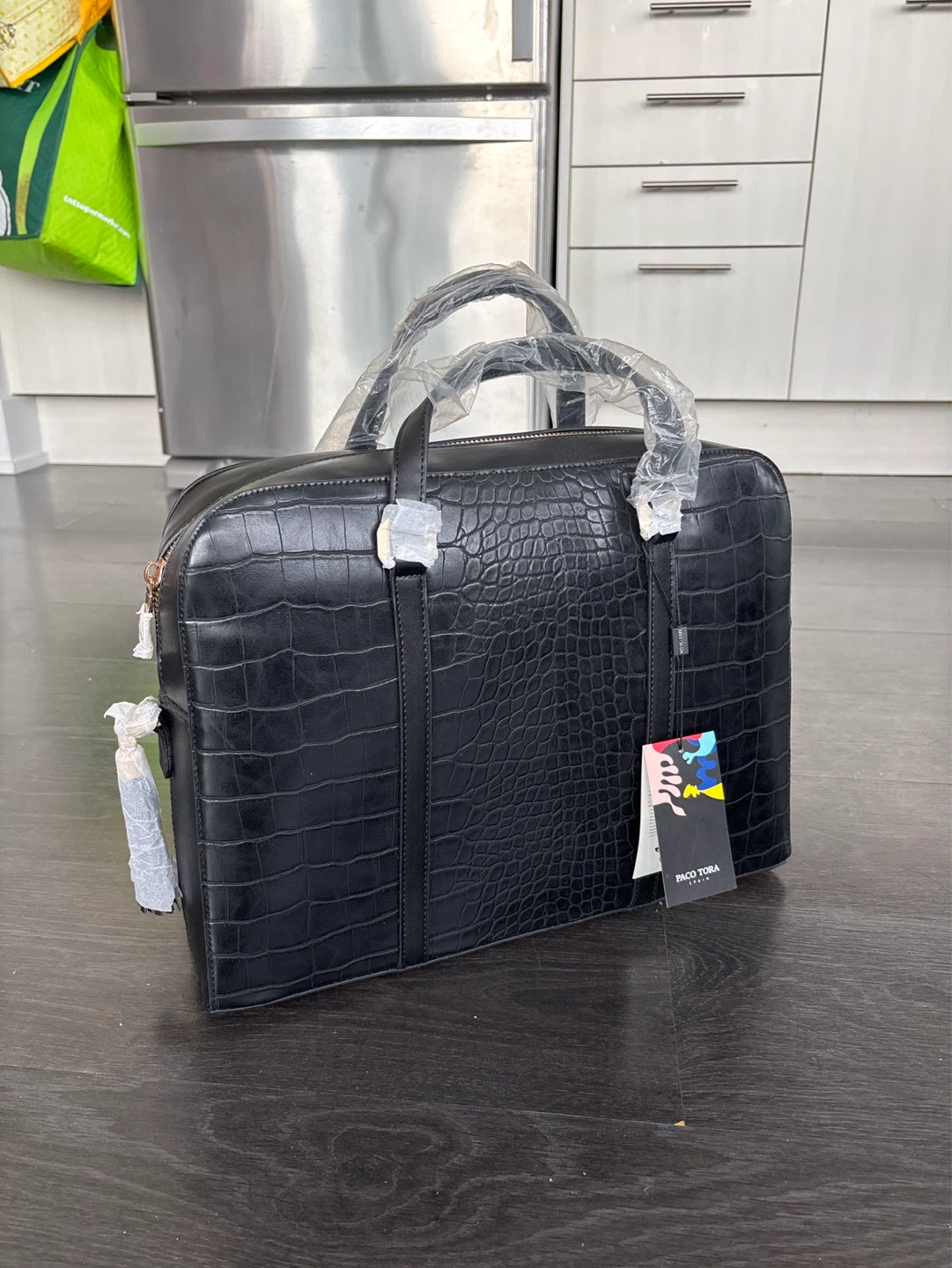 2x Brand-New Black Croc-Embossed Briefcase