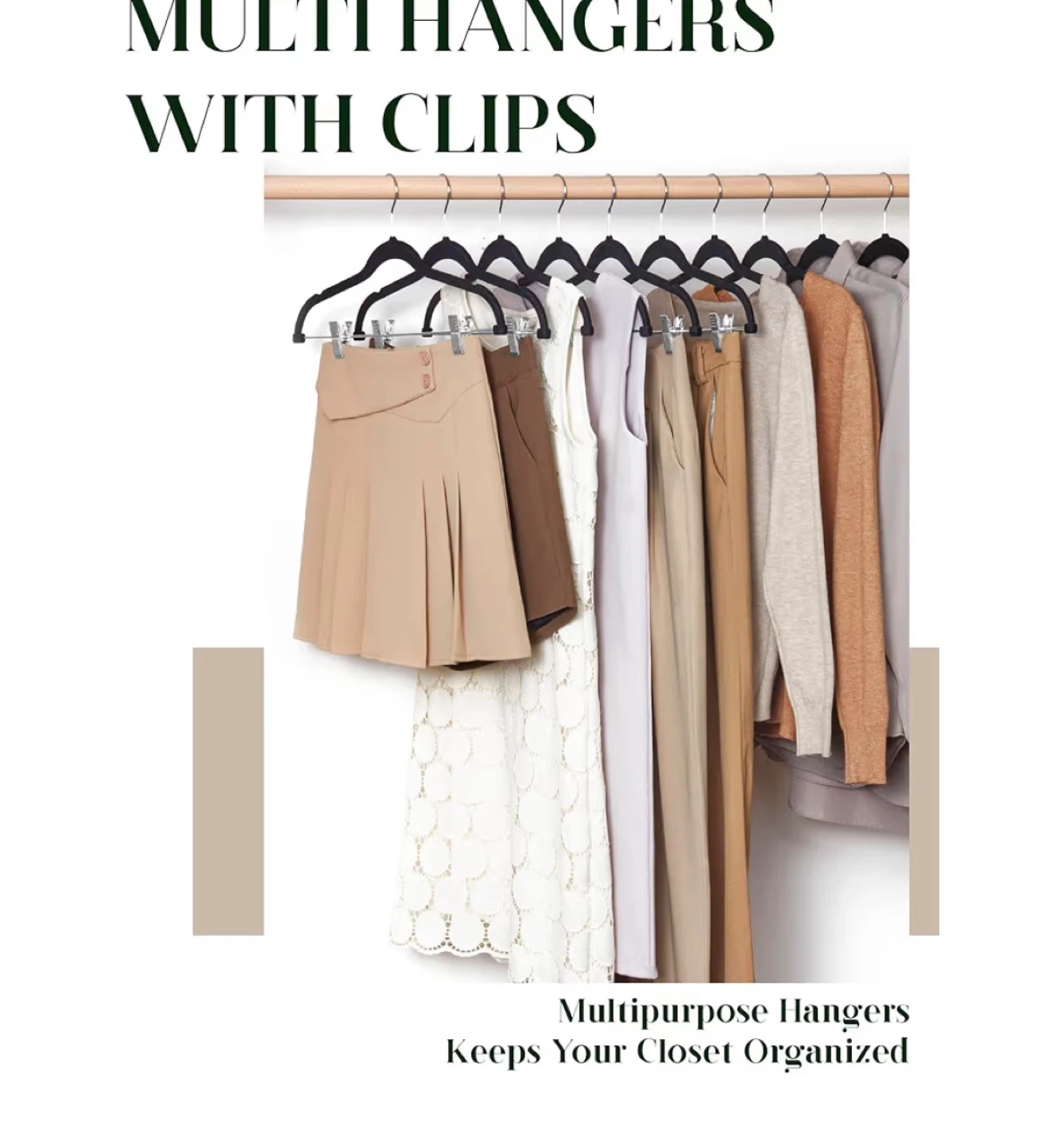 10 x Black Velvet Hangers with Clips 24 pcs - photo 4