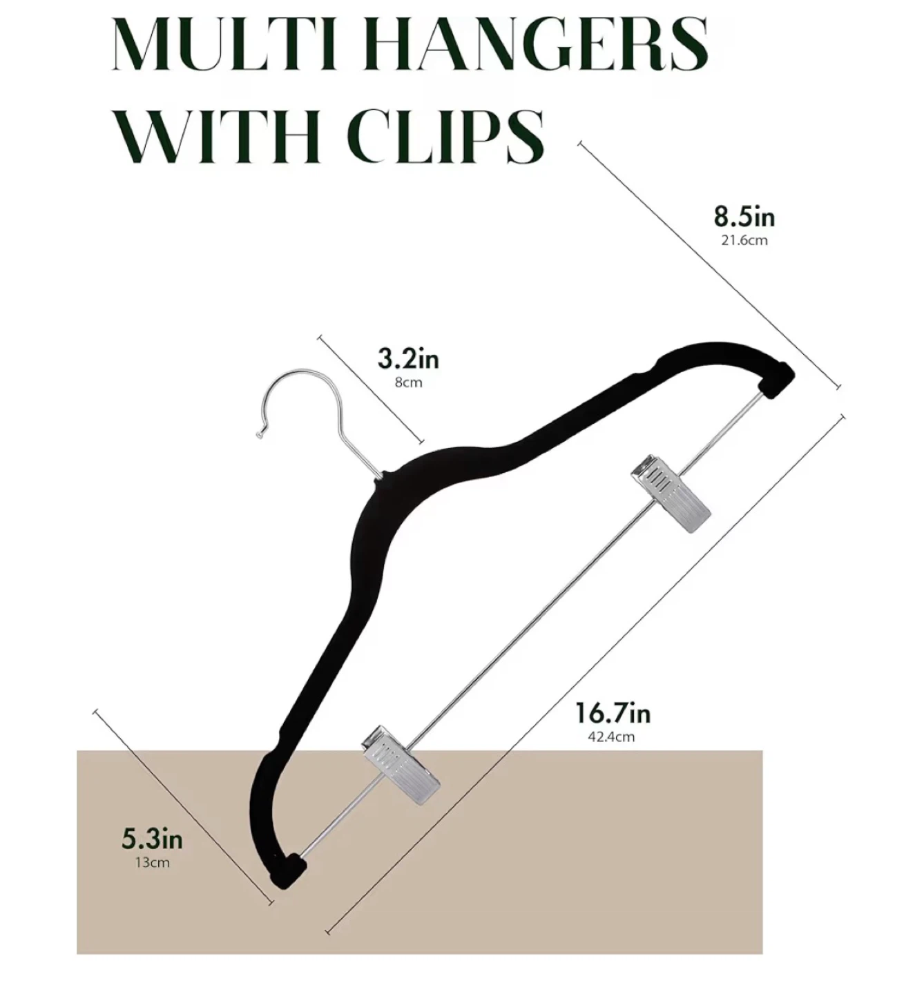 10 x Black Velvet Hangers with Clips 24 pcs - photo 2
