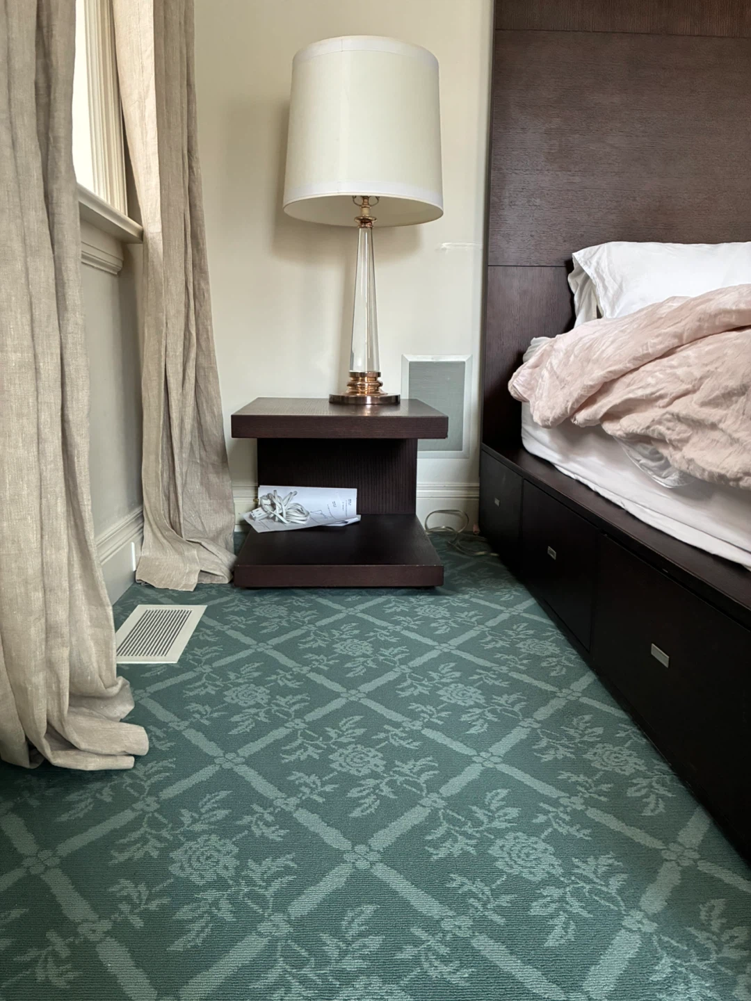 Dark Wood Bed Frame with Storage Drawers - photo 2