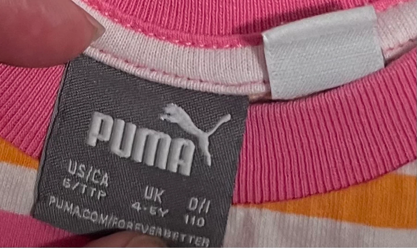 Puma Girls Striped T-Shirt Pink Size S  4 and 5 years old - photo 3