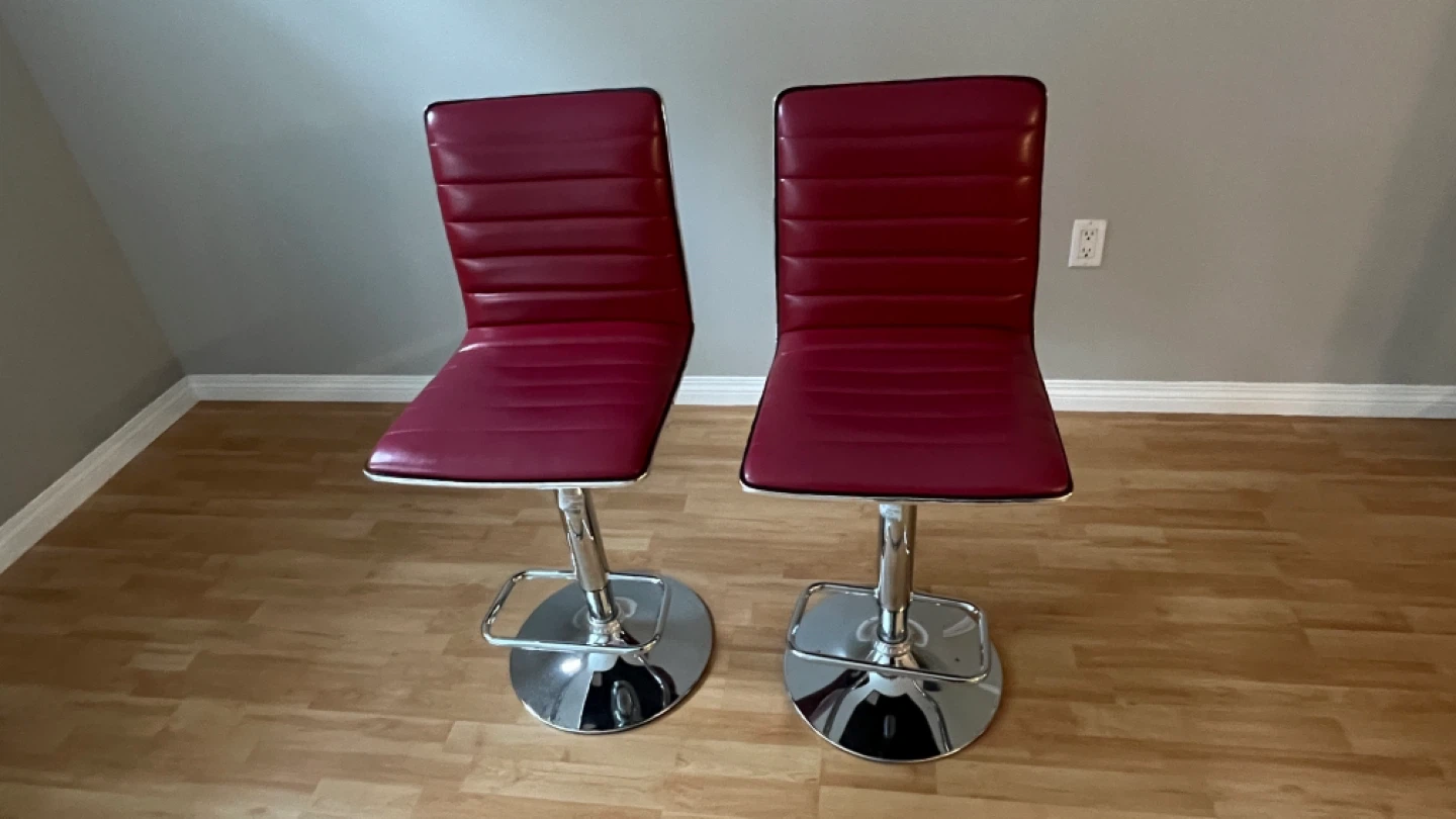 Set of 2 Adjustable Red Bar Stools