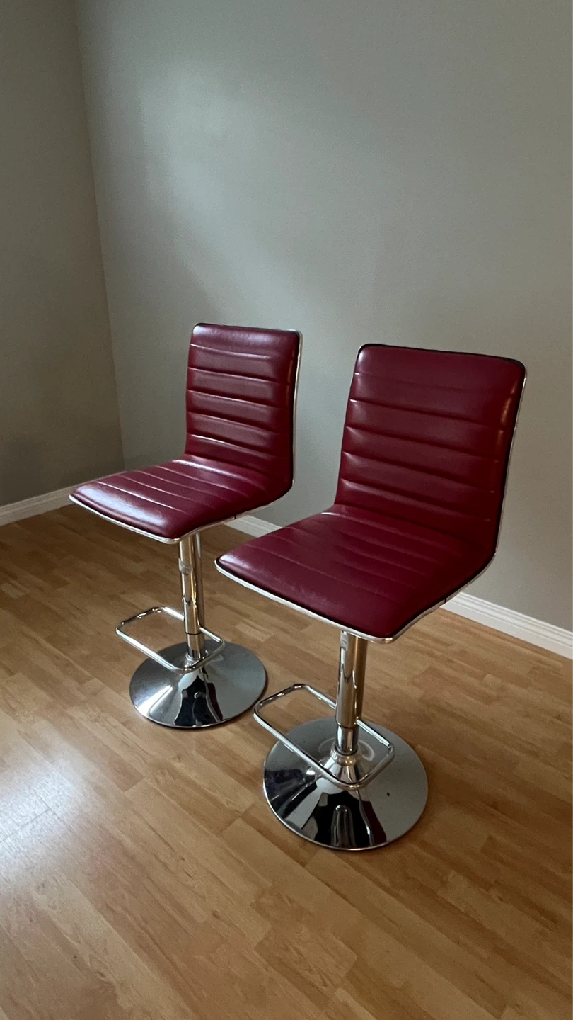 Set of 2 Adjustable Red Bar Stools - photo 2