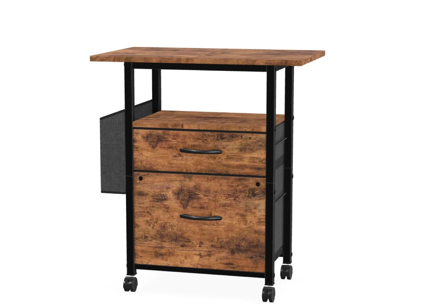 Rolling File Cabinet with 2 Drawers and Side Storage - photo 2