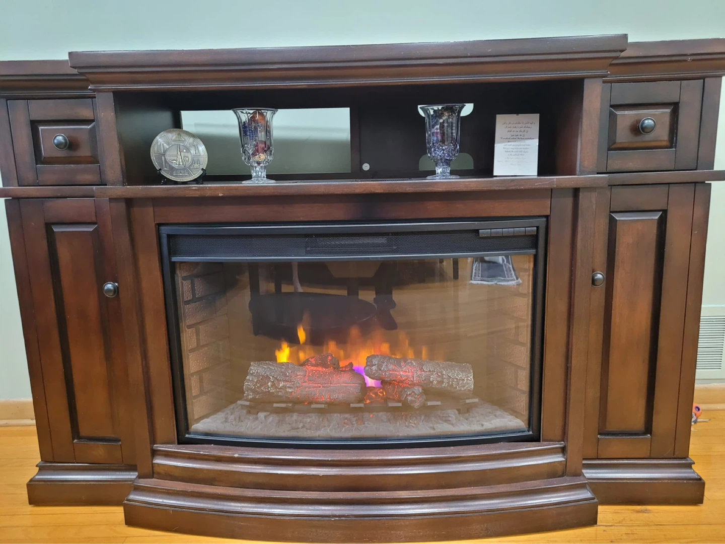 Dark Wood Electric Fireplace Entertainment Unit - photo 2