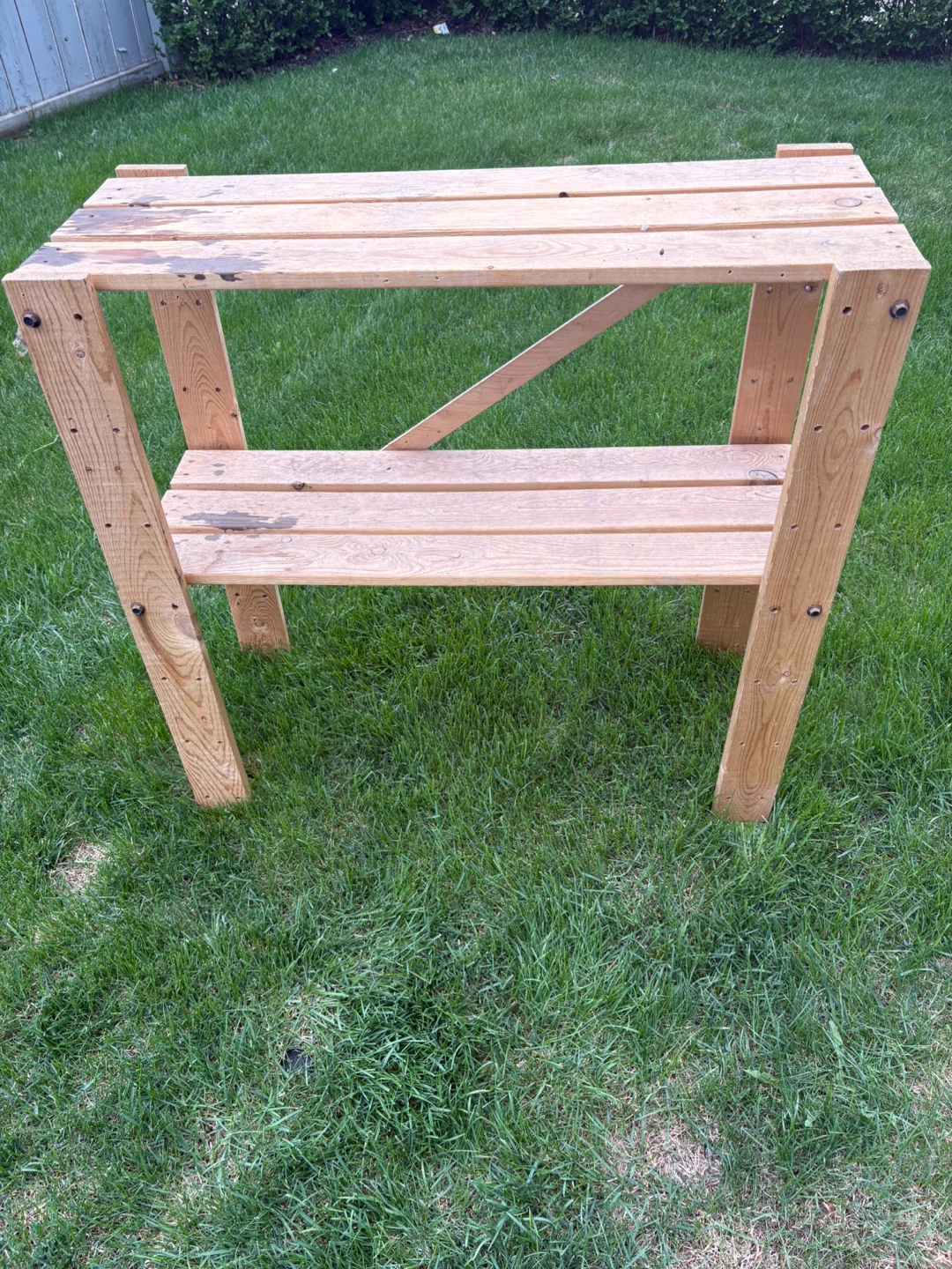 Wooden Plant Stand with Two Shelves