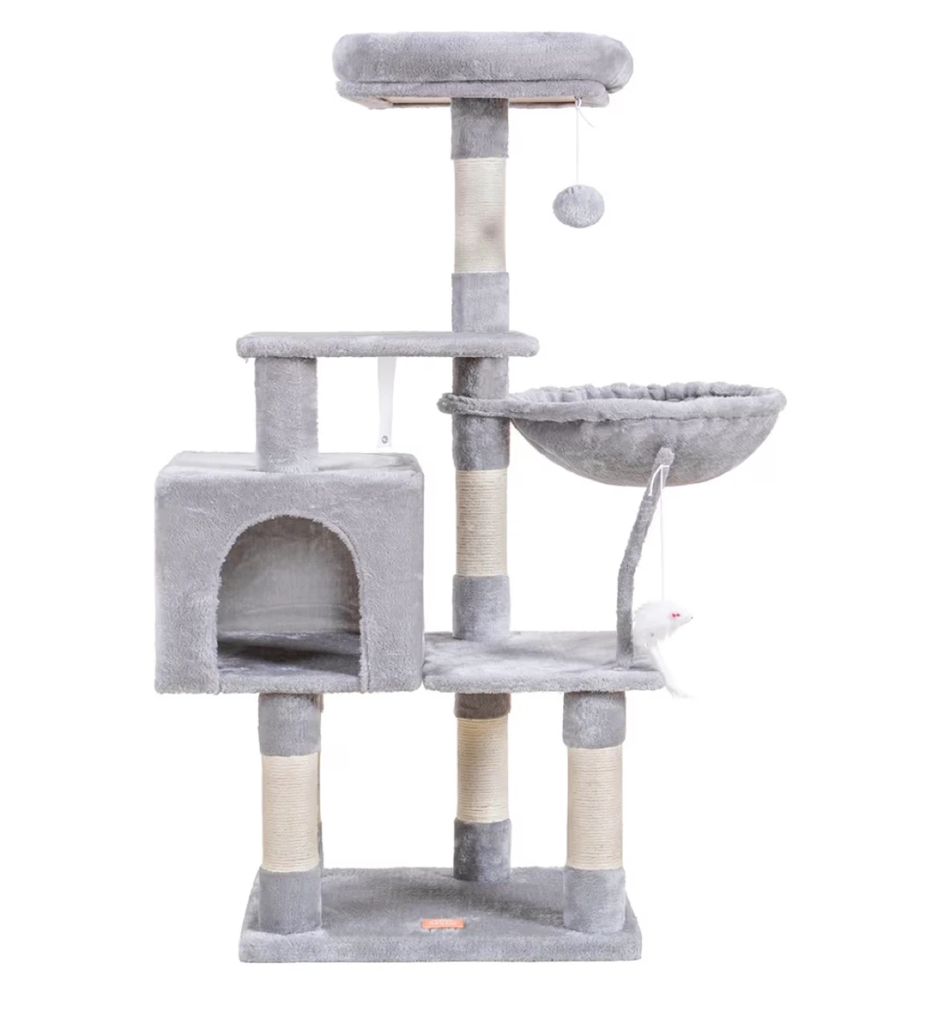 Grey Cat Tree Condo with Perches and Basket