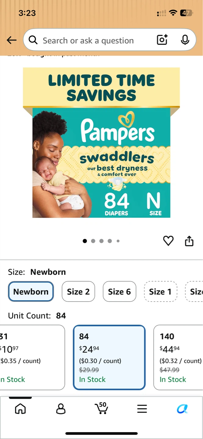 Pampers Swaddlers Newborn Diapers - 84 Count - photo 2