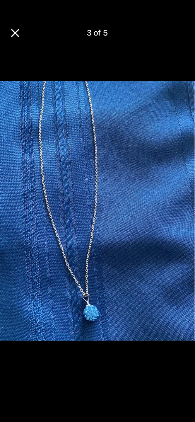 Sterling Silver "925" Blue Crystal Ball Pendant Necklace