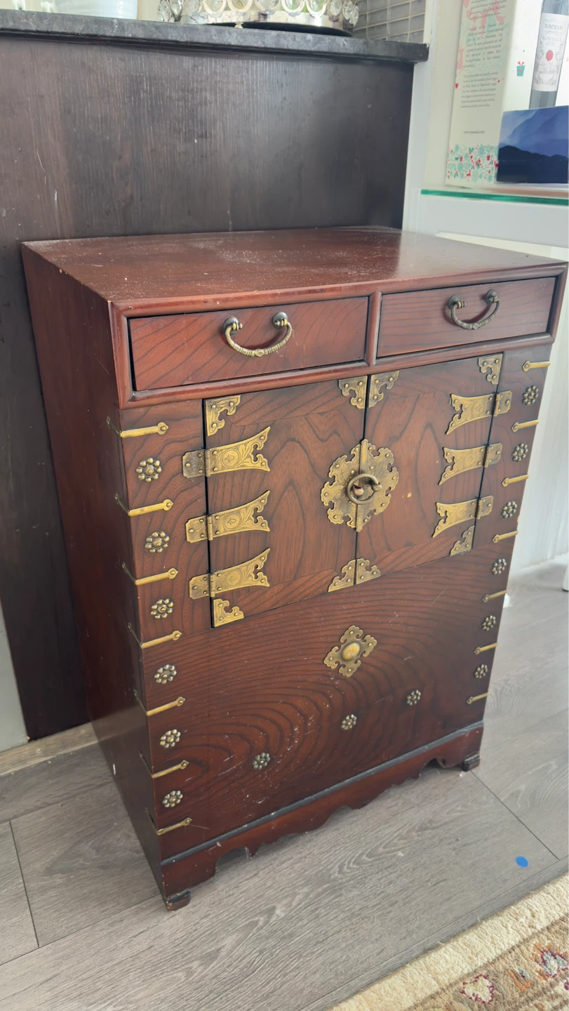 Traditional Wooden Chest with Brass Accents