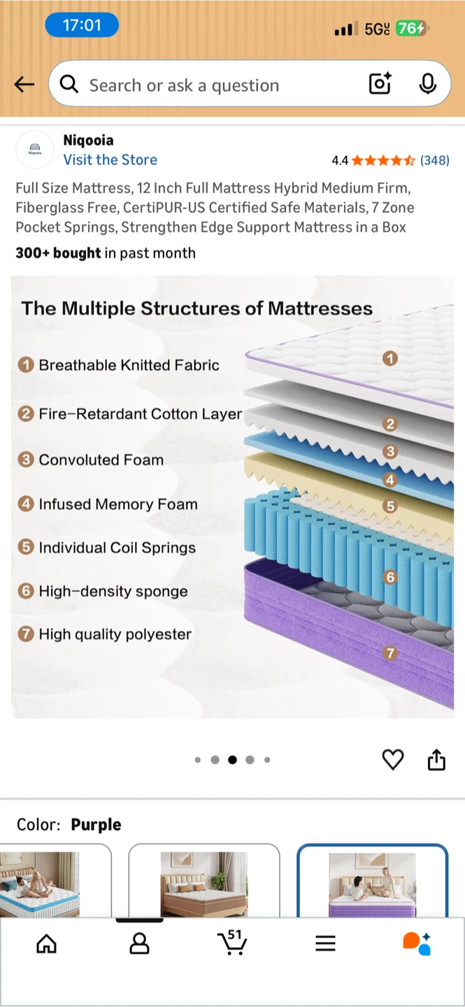 Niqooia Full Size Mattress, 12 Inch Hybrid Medium Firm Mattress - photo 3