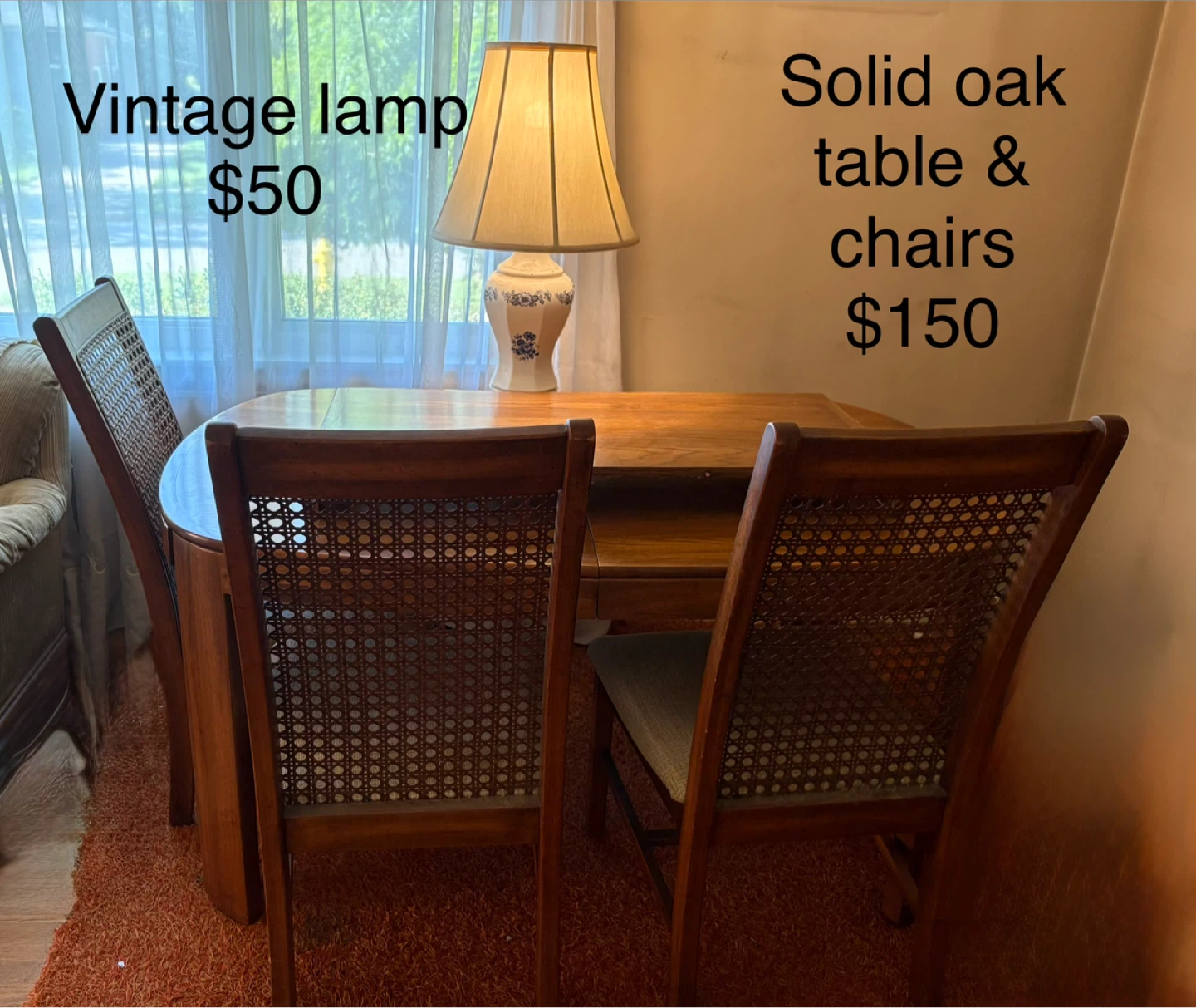 Solid Oak Dining Table & Chairs