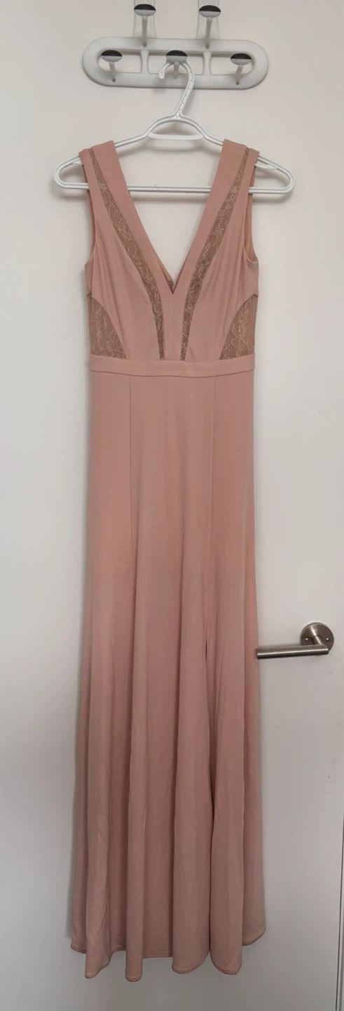 BCBGMAXAZRIA Blush Lace Detail Maxi Dress