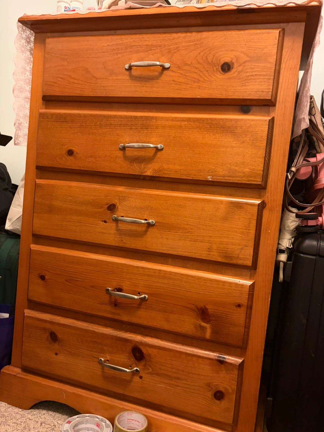Solid wood with 5 drawers