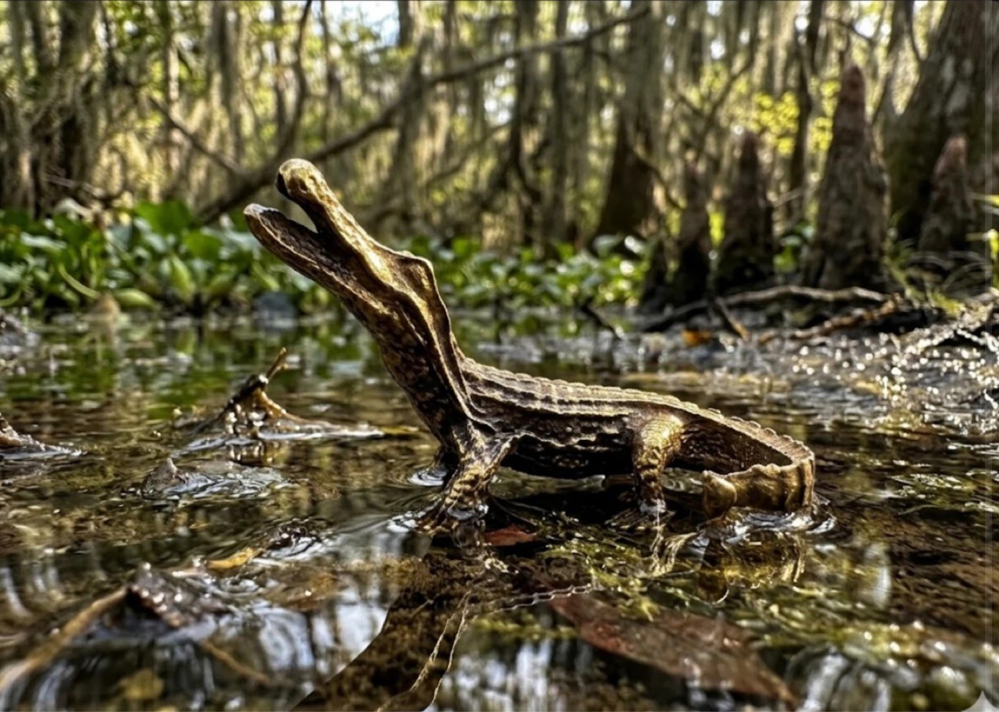 Bronze Alligator Sculpture