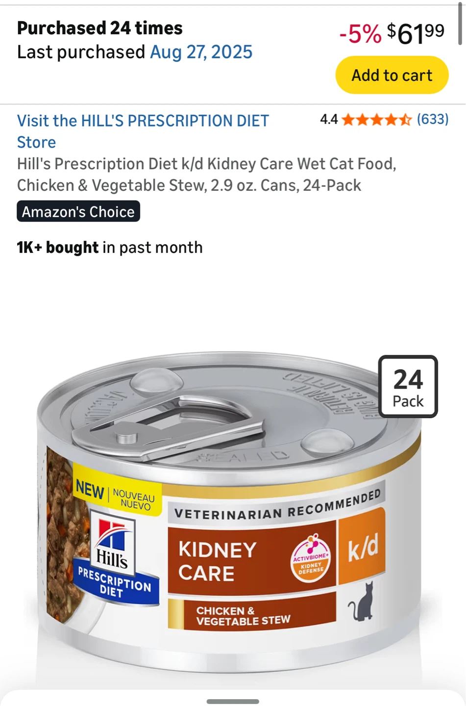 9 cases Hill’s Prescription Diet Kidney Care Cat Food