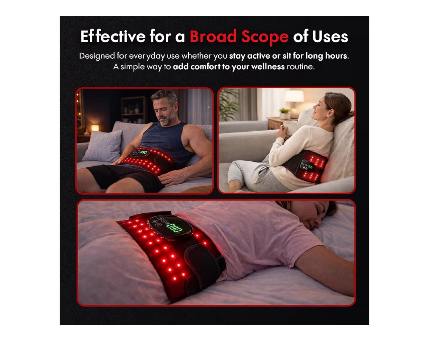 SmoothSpine Red Light Therapy Belt with Heat & Vibration - photo 5