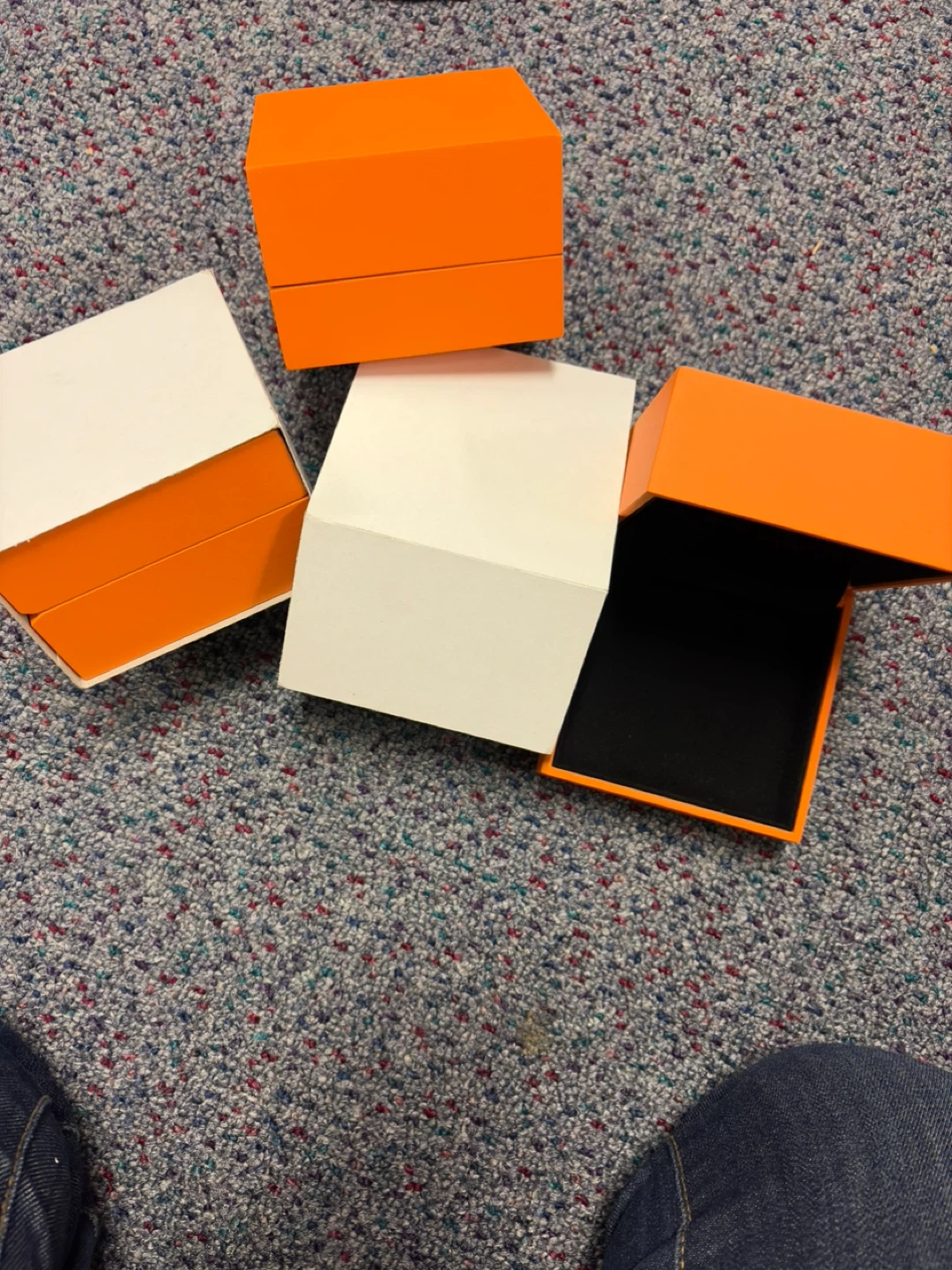 Orange and White Jewelry or Watch Box Set