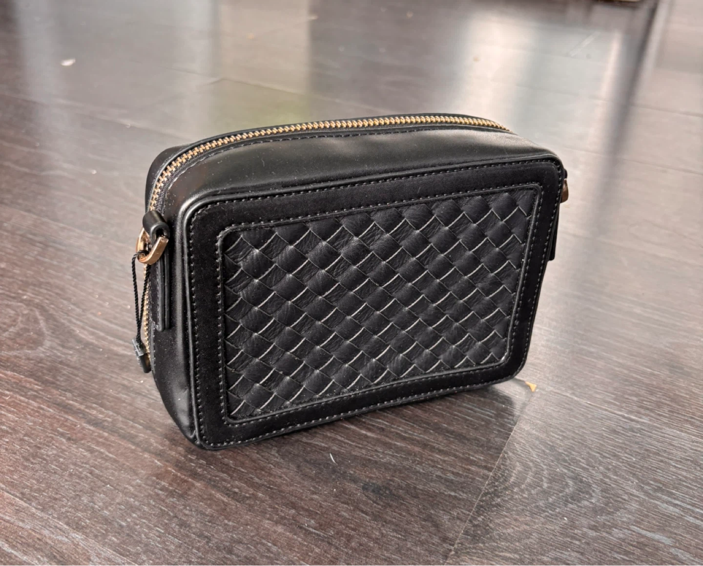 Black Woven Leather Crossbody Bag - photo 2