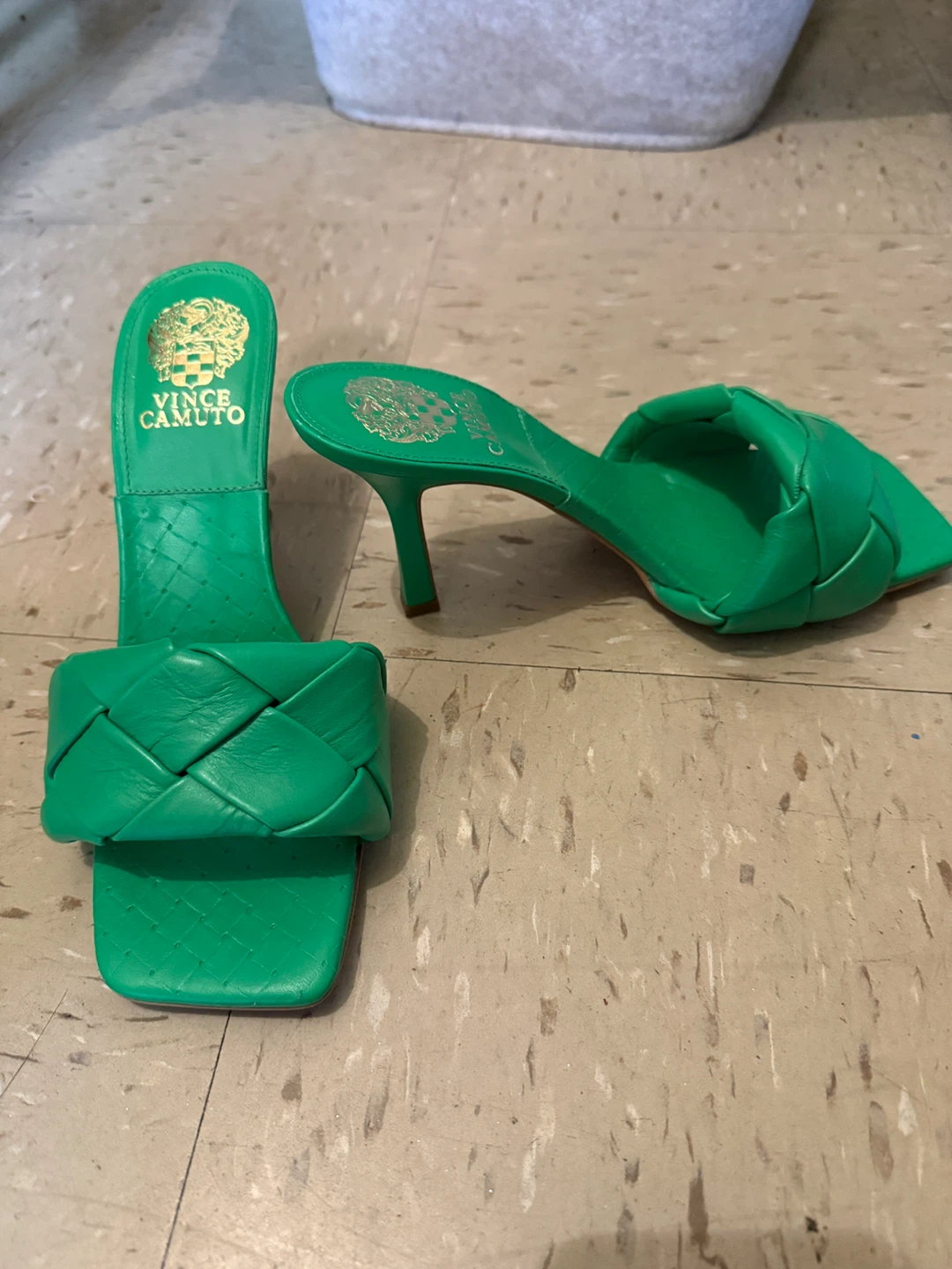 Vince Camuto Green Woven Heel Mules