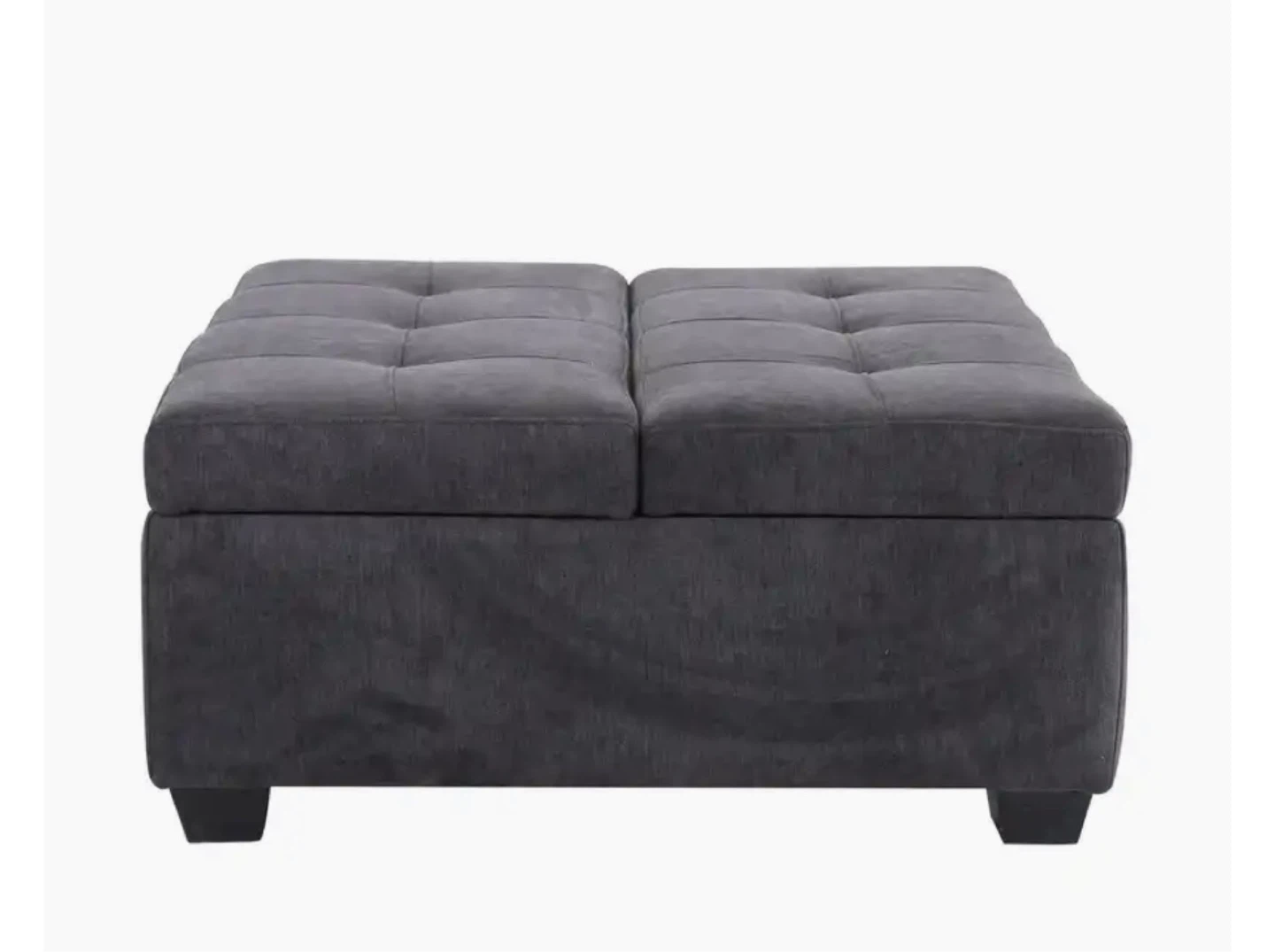 Dark Grey Tufted Storage Ottoman