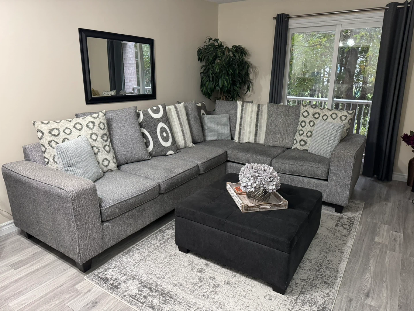 Dark Grey Tufted Storage Ottoman - photo 3