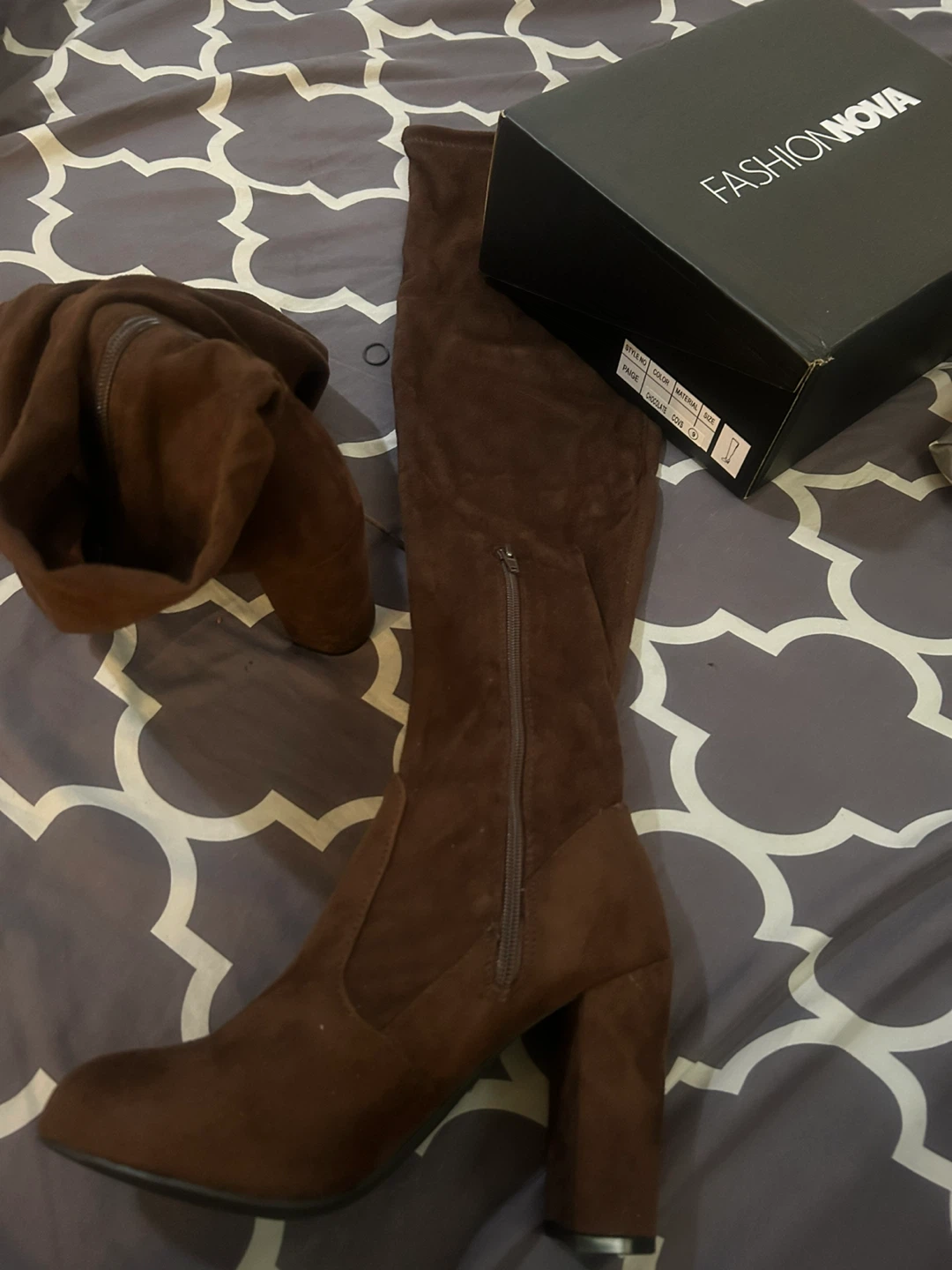 Fashion Nova "Paige" Over-the-Knee Boots Chocolate Suede Size 9 - photo 2