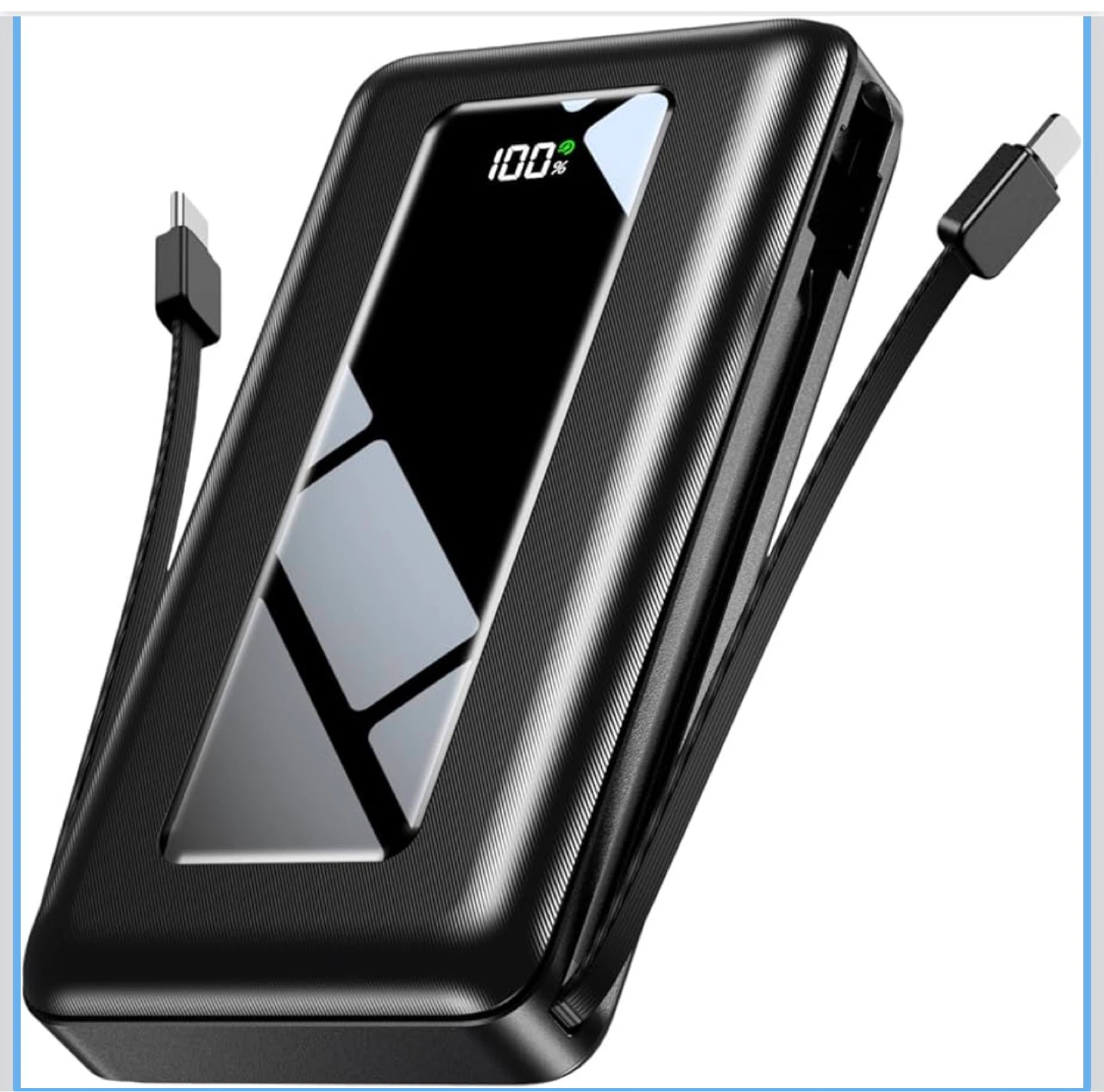 50000mAh Power Bank with Built-in iPhone & Type-C Cables