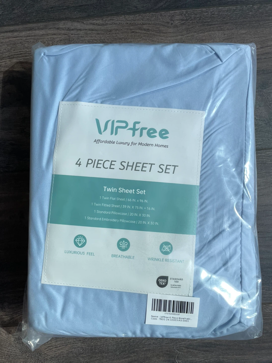VIP-free Twin Size 4 Piece Sheet Set - Light Blue - photo 2