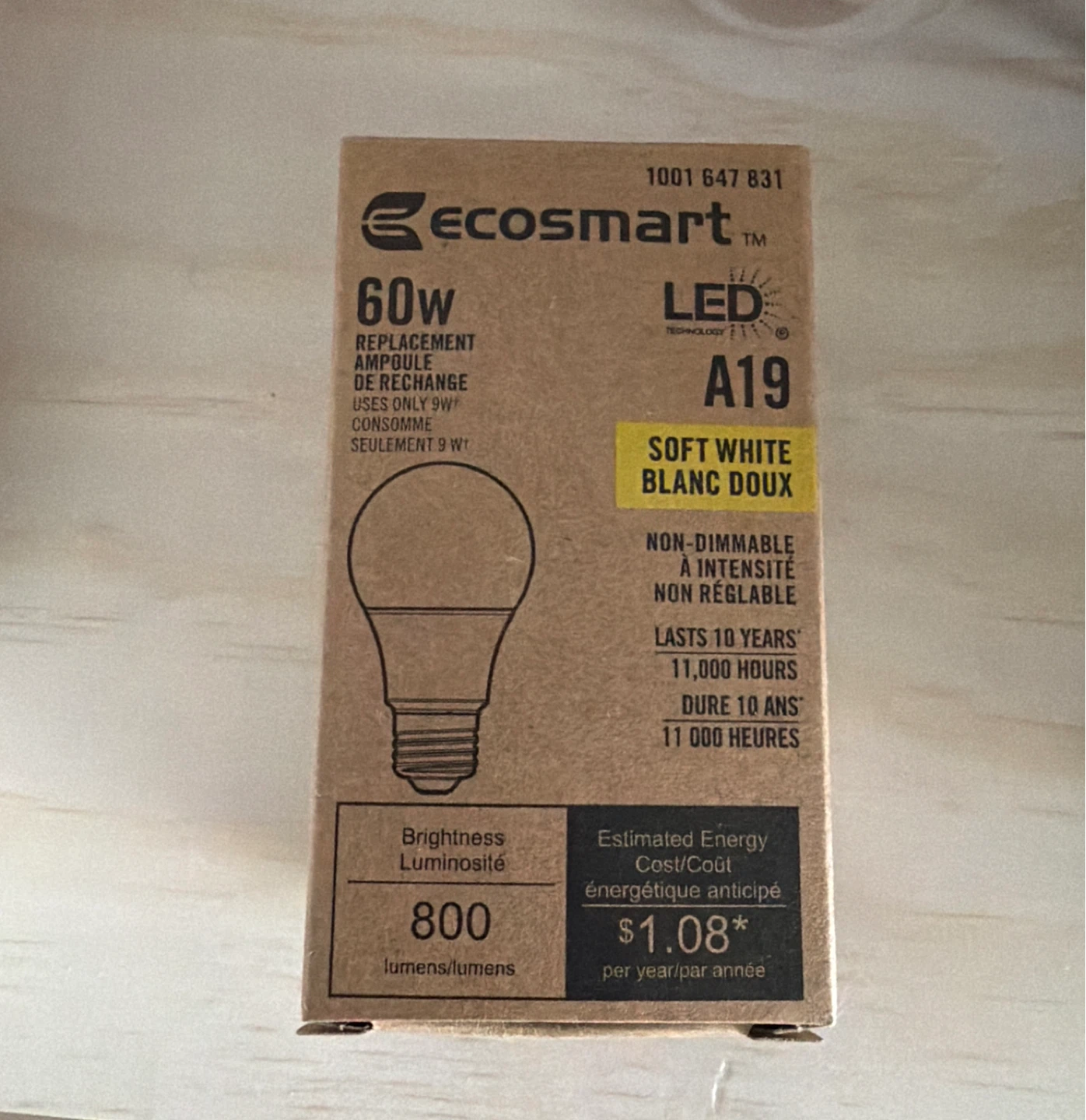 Ecosmart 60W Soft White LED Bulb A19