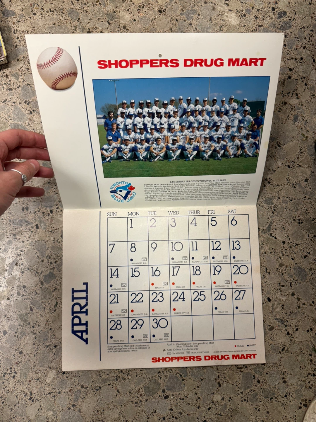 1985 Shoppers Drug Mart Blue Jays Calendar - photo 2