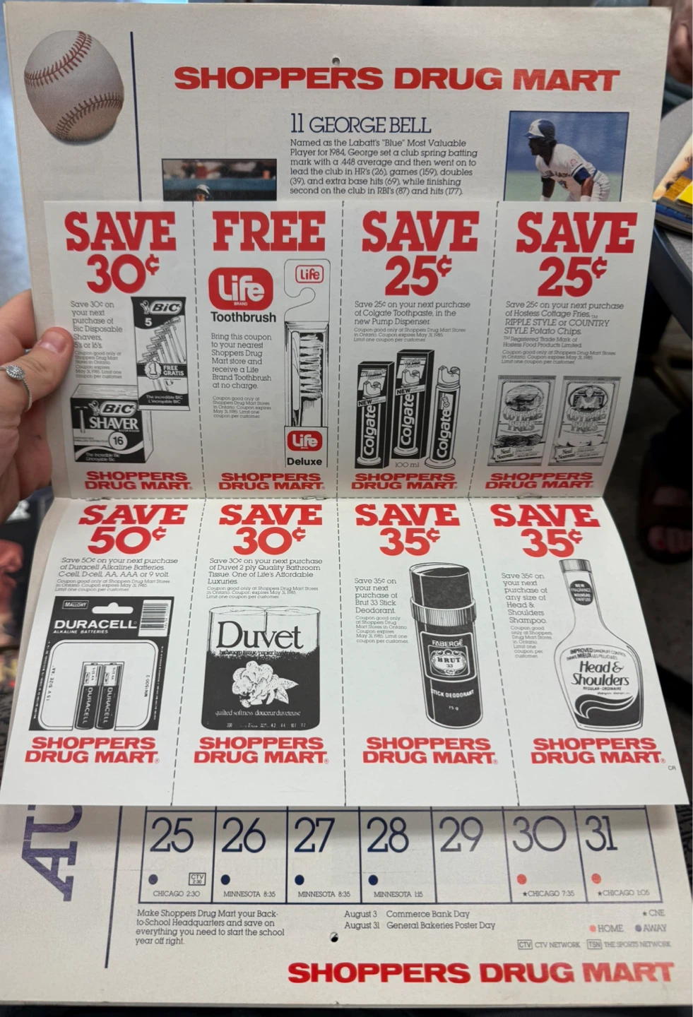 1985 Shoppers Drug Mart Blue Jays Calendar - photo 3