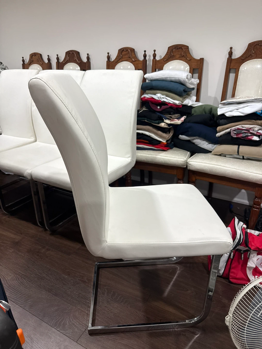 Set of 4 White Faux Leather Dining Chairs - photo 5