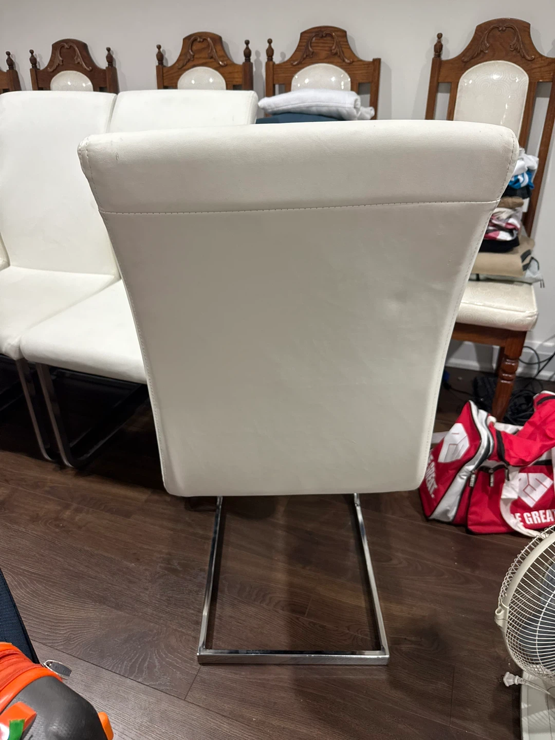 Set of 4 White Faux Leather Dining Chairs - photo 4