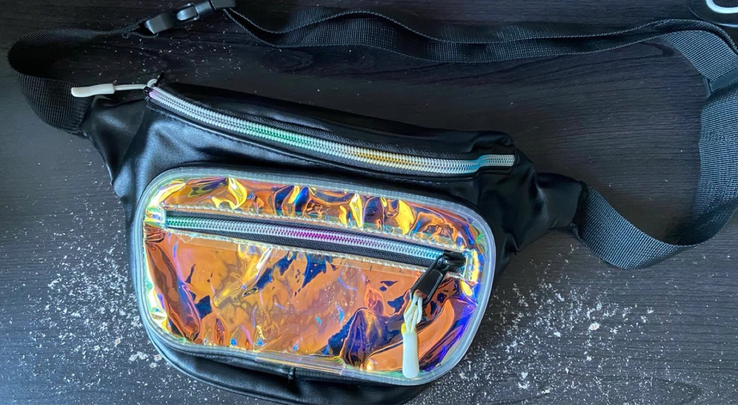 Black & Iridescent Fanny Pack Waist Bag