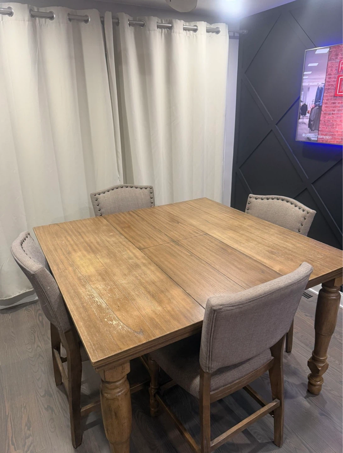 Tall Wood Kitchen Table - photo 2