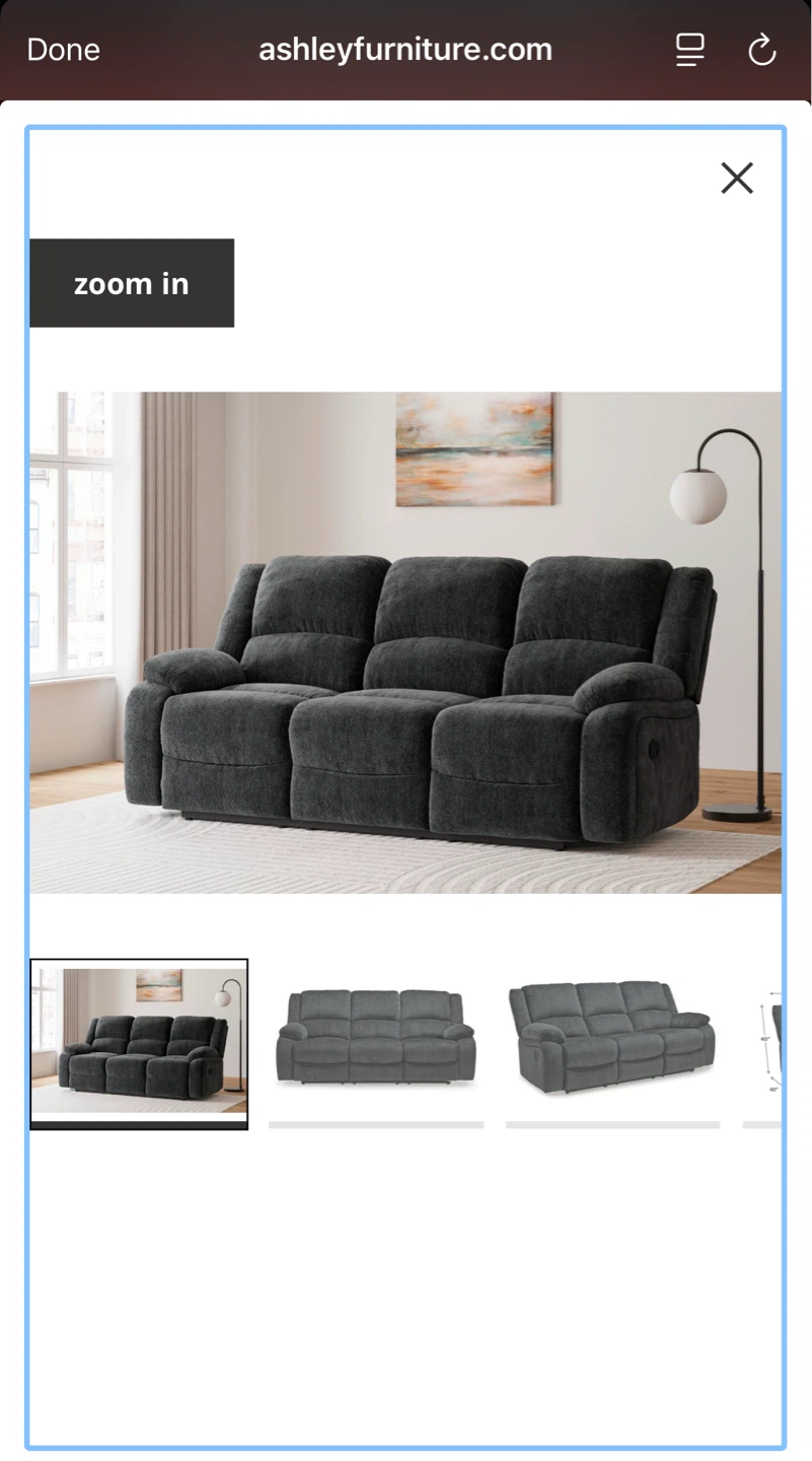 Ashley Furniture 3-Seater Manual Reclining Sofa - Slate - photo 4
