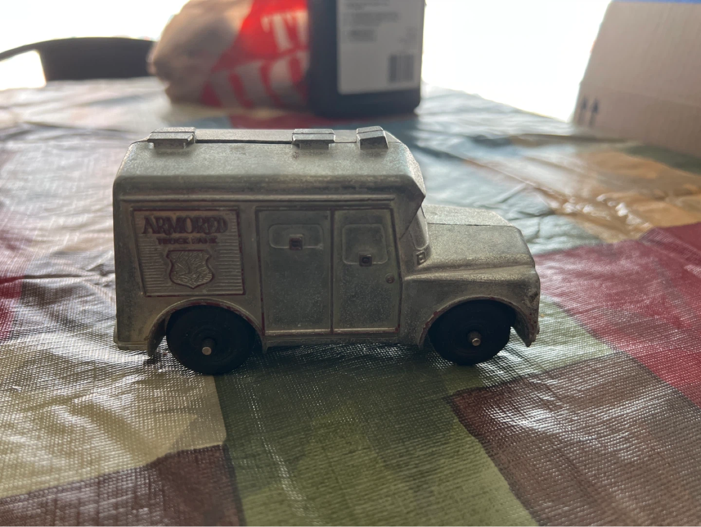 Vintage Metal Armored Truck Coin Bank
