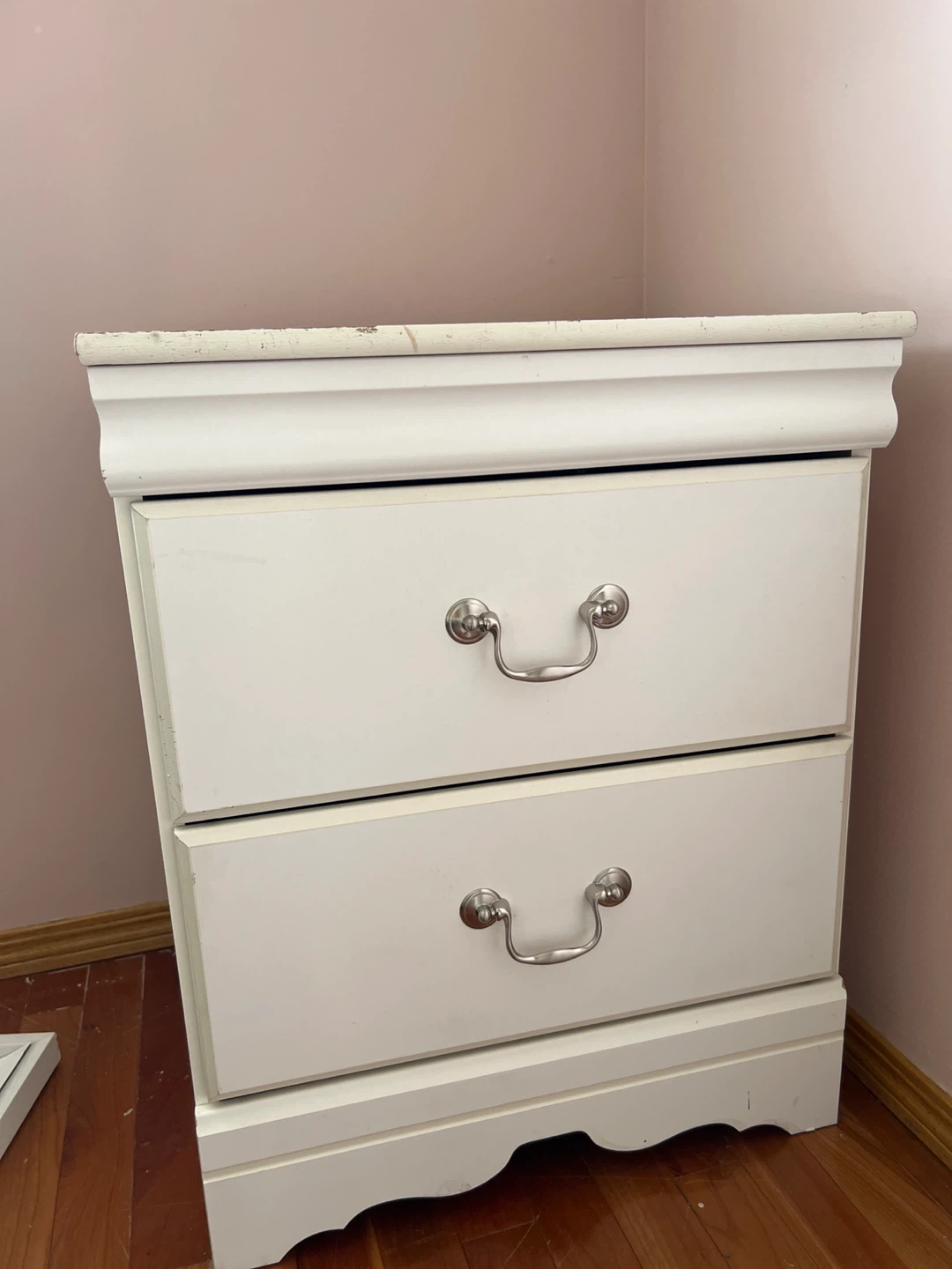 White Two-Drawer Nightstand