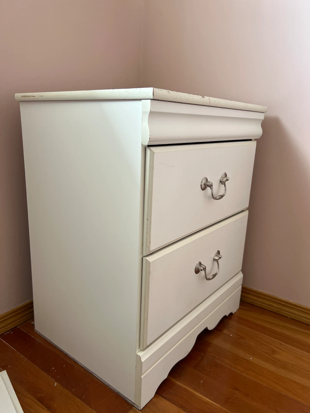 White Two-Drawer Nightstand - photo 2