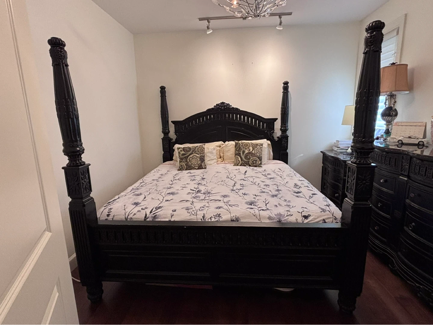 Black Four-Poster Bed Frame