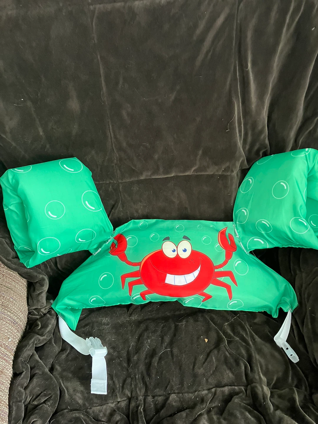 Green Kids Swim Vest with Crab Design