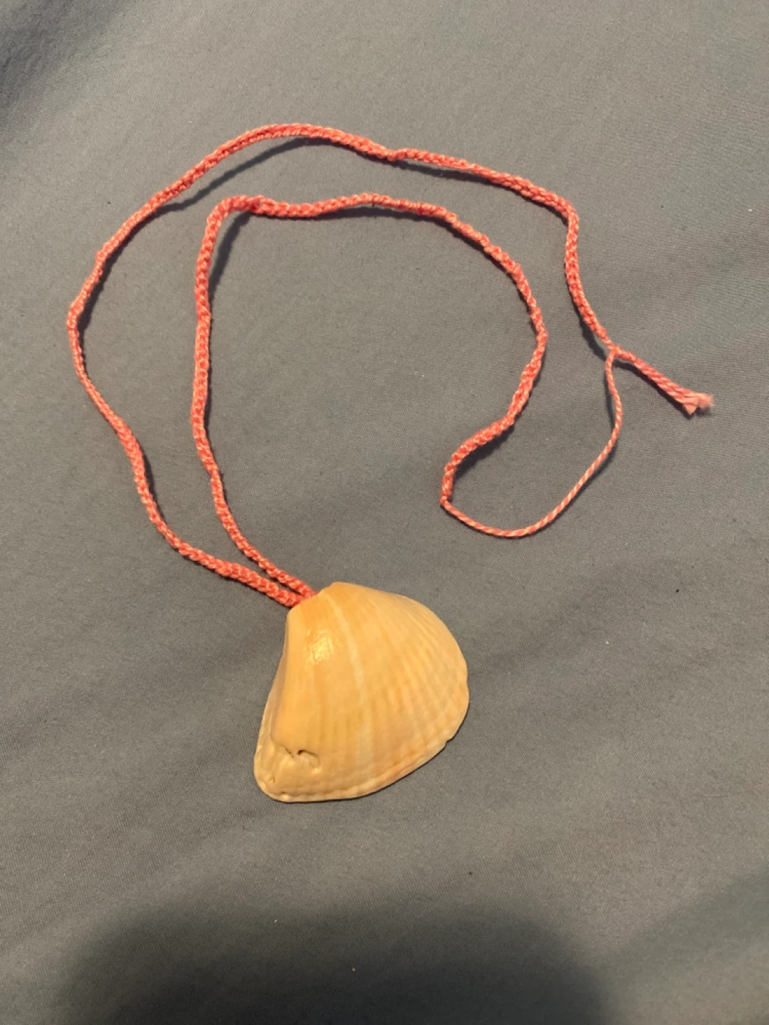 Seashell Necklace with Crocheted Pink Cord