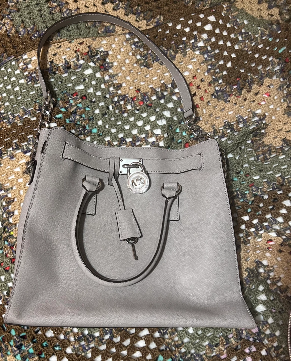 Michael Kors Grey Leather Satchel Handbag