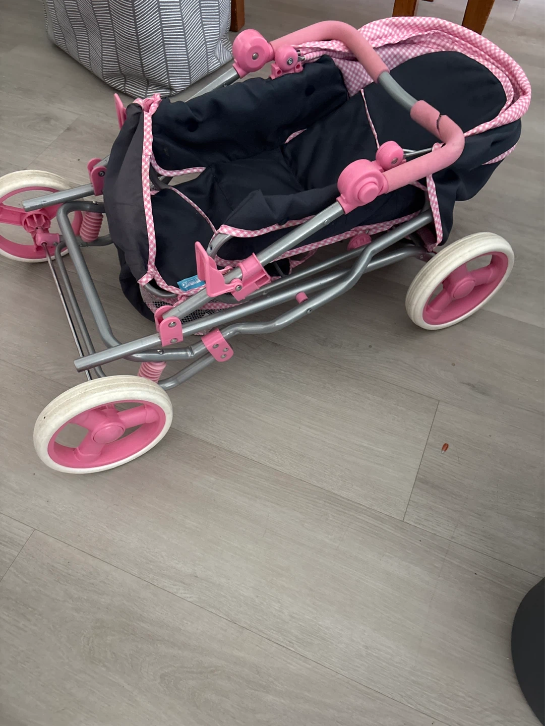 Doll Stroller Pram with Pink Gingham - photo 3