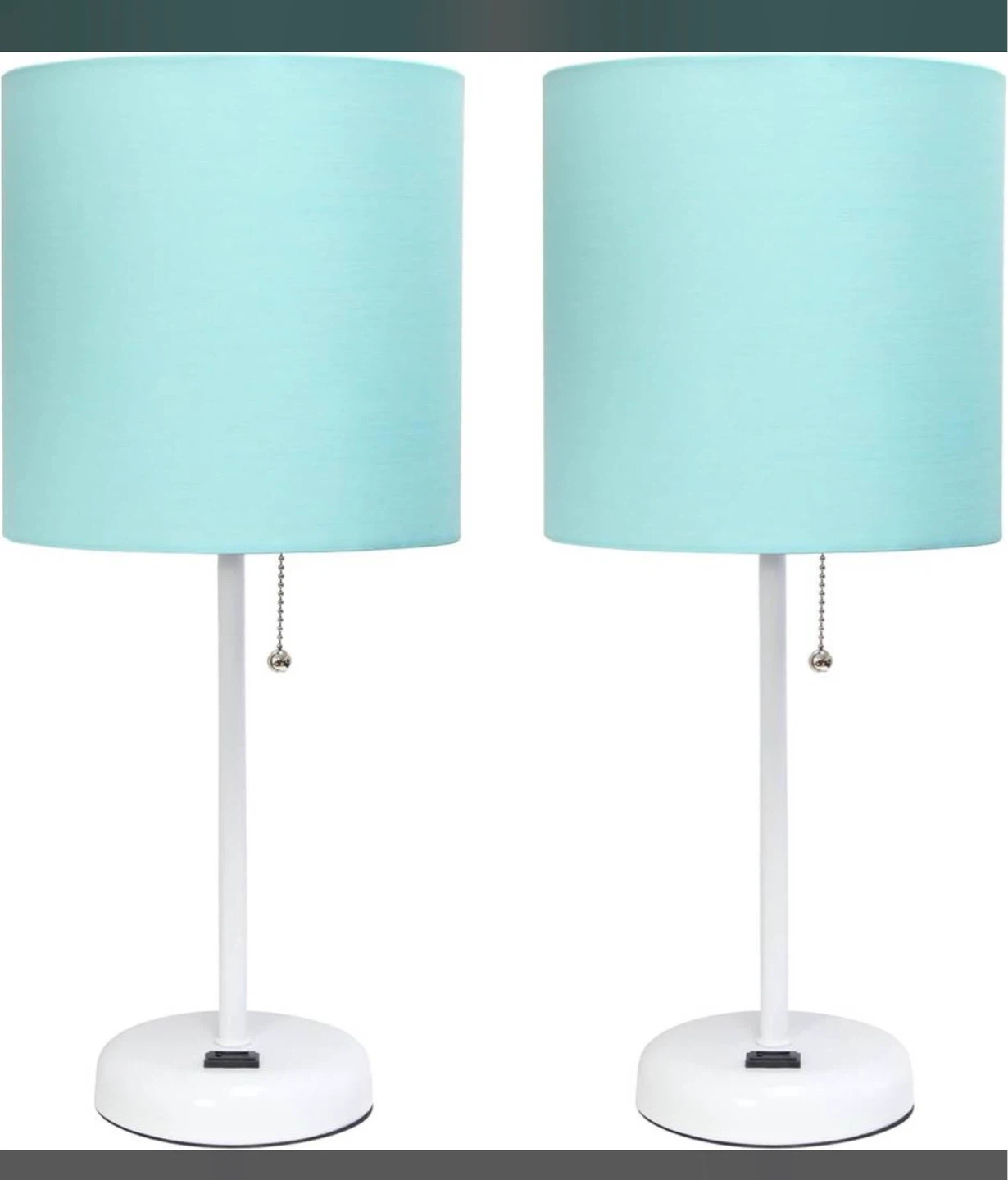 In box new : Set of 2 Teal Table Lamps with USB Ports