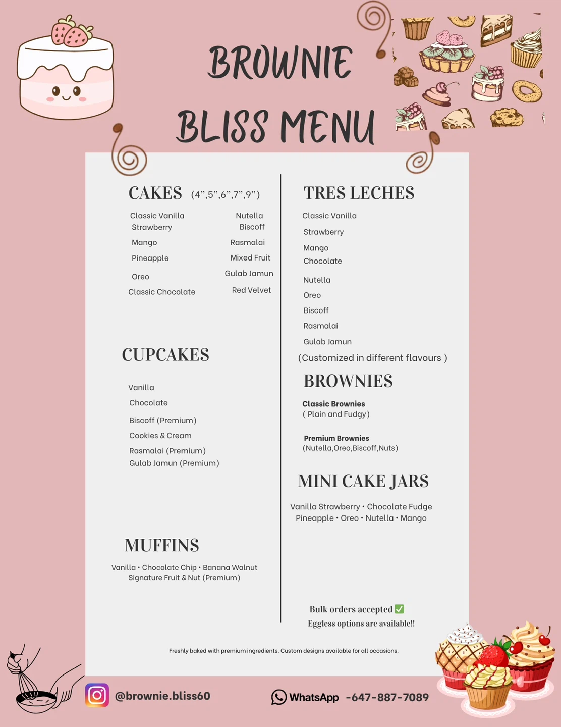 Brownie Bliss Menu