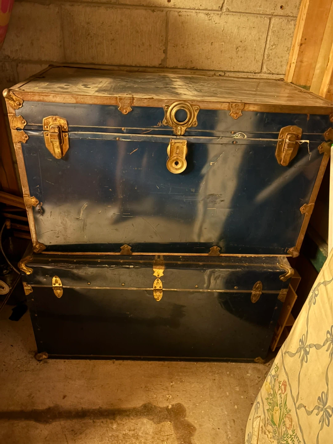 Vintage Blue Steamer Trunk