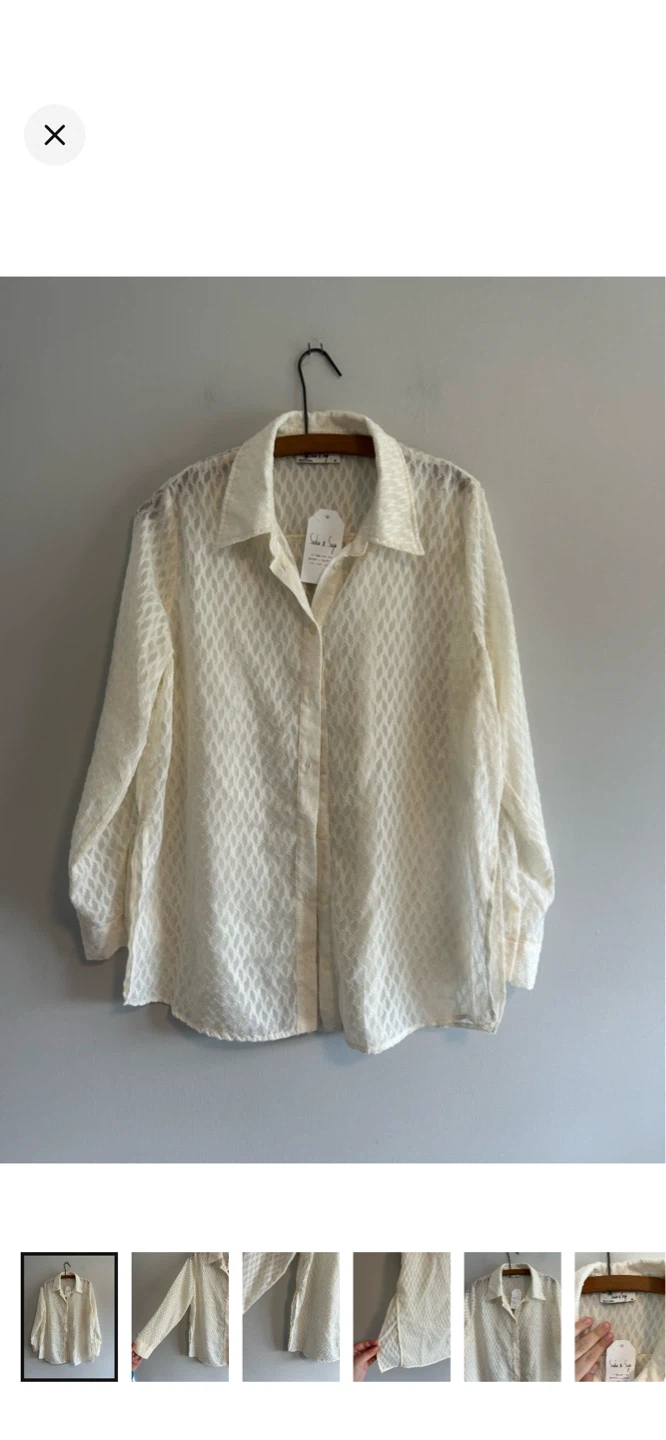 Sasha & Sage White Textured Button-Up Shirt